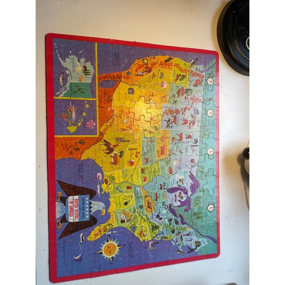 Vintage 1965 Whitman United States Of America Map 100 Piece Puzzle Complete